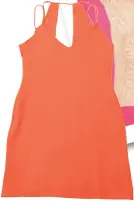  ??  ?? Three of Something
Directions mini dress in tangerine