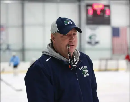  ?? PHOTO BY REBA SALDANHA — BOSTON HERALD ?? Essex Tech hockey coach Mark Leonard Feb. 17, 2023 in Middleton.