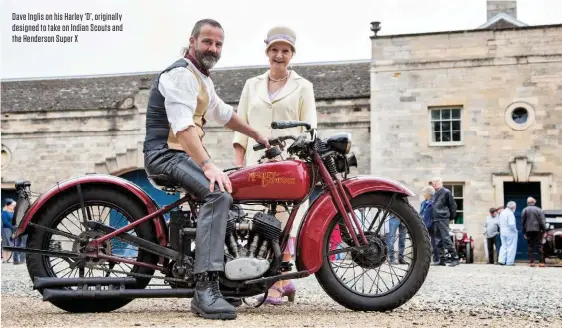  ??  ?? Dave Inglis on his Harley ‘D’, originally designed to take on Indian Scouts and the Henderson Super X