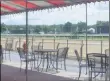  ?? LAUREN HALLIGAN - MEDIANEWS GROUP ?? Trackside tables will remain empty as the 2020 Saratoga Race Course meet begins on Thursday without fans in attendance.