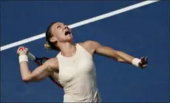  ?? ANDRES KUDACKI — ASSOCIATED PRESS ?? Simona Halep serves to Kaia Kanepi during the first round of the U.S. Open in New York on Monday.