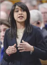  ?? Canadian Press photo ?? Government House Leader Bardish Chagger answers a question during Question Period in the House of Commons in Ottawa last month.