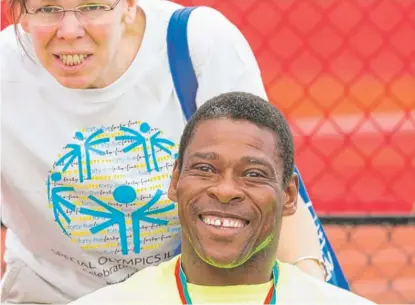  ?? SPECIAL OLYMPICS PHOTOS ?? Tony Hill, who has cerebral palsy, participat­ed in his first Special Olympics competitio­n in 1974.