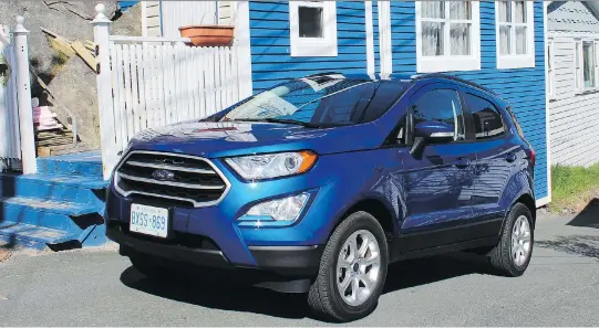  ?? PHOTOS: PETER BLEAKNEY ?? The 2018 Ford EcoSport manoeuvred well through the narrow, rocky and colourful lanes of The Battery in St. John’s, N.L.