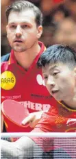  ?? FOTO: DPA ?? Stark, aber nicht stark genug: Timo Boll (li.) und Ma Long.