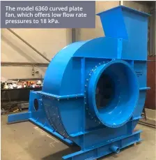  ?? ?? The model 6360 curved plate fan, which offers low flow rate pressures to 18 kPa.