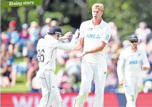  ?? Picture: Gett y Images ?? TOWERING. Kiwi fast bowler Kyle Jamieson is already being compared to some of New Zealand’s greats.