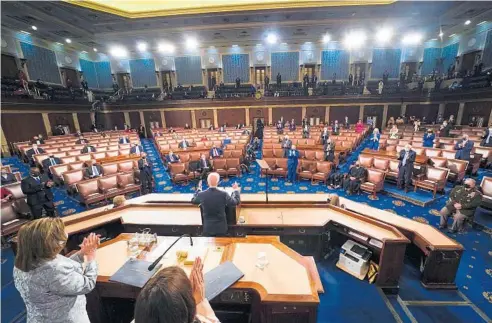  ?? MELINA MARA/THE WASHINGTON POST ?? President Joe Biden addresses a joint session of Congress on Wednesday in the House Chamber at the U.S. Capitol in Washington.