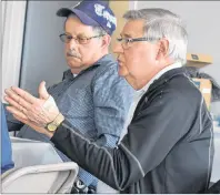  ?? NIKKI SULLIVAN/CAPE BRETON POST ?? Mike Boudreau, who has lived on Hillcrest Drive for about 55 years, asks a question during a presentati­on Sunday on the Sydney harbour west wastewater collection and treatment project. Boudreau said the area sewer lines are too small to deal with...