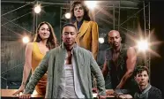  ?? JAMES DIMMOCK/NBC VIA AP ?? The cast for NBC’s “Jesus Christ Superstar” features, clockwise from foreground center, John Legend as Jesus Christ, Sara Bareilles as Mary Magdalene, Alice Cooper as King Herod, Brandon Victor Dixon as Judas Iscariot and Jason Tam as Peter.