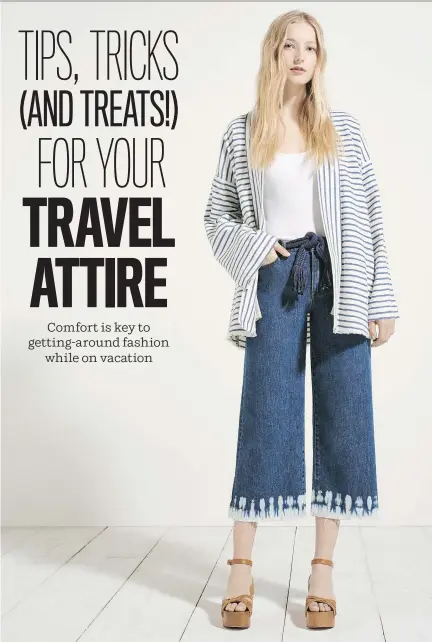  ??  ?? Relaxed separates, like these items from Gap, are the perfect options for comfort and convenienc­e while travelling.