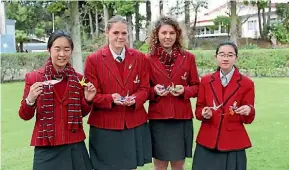  ?? PHOTO: ZIZI SPARKS/FAIRFAX NZ ?? Westlake Girls High School students from left, Nanoha Matano, Zina Hall, Angeline van Zuilen and Ai Hirakata.