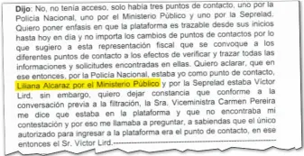  ?? ?? Liliana Alcaraz también era punto de contacto en red Gafilat, según la carpeta fiscal.
