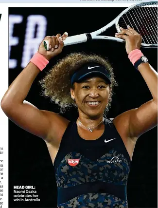  ??  ?? HEAD GIRL: Naomi Osaka celebrates her win in Australia