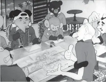  ?? Images from Funimation Shochiku Co. ?? A SCENE FROM “Momotaro: Sacred Sailors,” Japan’s first animated film and a rough precursor to anime.