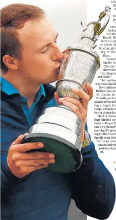  ??  ?? American golfer Jordan Spieth kisses the Claret Jug after winning the British Open at Royal Birkdale on Sunday. AFP