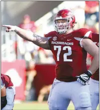  ?? AP/SAMANTHA BAKER ?? A fully healed Frank Ragnow will lead a contingent of three Arkansas Razorbacks at the NFL Scouting Combine at Lucas Oil Stadium in Indianapol­is this week.