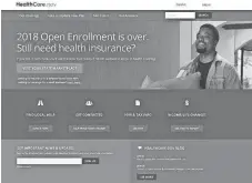  ?? HHS VIA AP ?? This is the Healthcare. Gov website main page. The largest insurer in Tennessee, Bluecross Blue Shield, plans to re-enter the Obamacare marketplac­e in Nashville, Memphis and surroundin­g counties in 2020.
