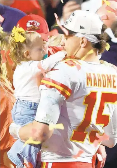  ?? GETTY ?? Patrick Mahomes plans to celebrate a few more Super Bowls with daughter Sterling Skye.
