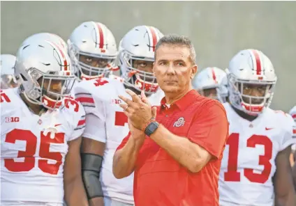  ?? TREVOR RUSZKOWSKI/USA TODAY ?? In 17 seasons at Bowling Green, Utah, Florida and Ohio State, Urban Meyer’s winning percentage is .851. In seven seasons with the Buckeyes, he is 73-8 for a .901 mark.
