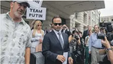  ?? EPA ?? George Papadopoul­os outside court in Washington on Friday. He admitted lying to the FBI investigat­ion into Russian collusion