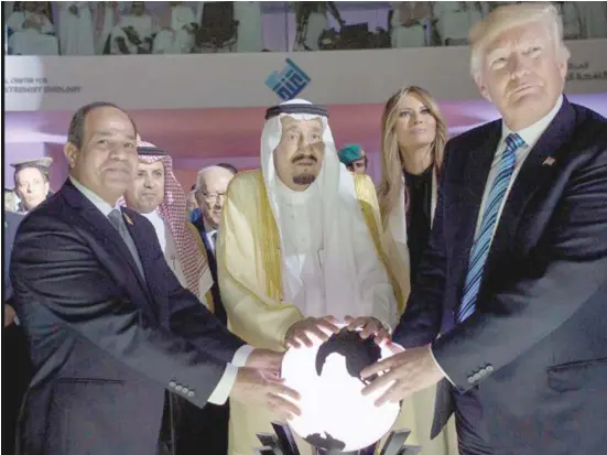  ??  ?? US President Donald Trump met with King Salman bin Abdulaziz al-Saud of Saudi Arabia and Egyptian President Abdel Fattah al-Sisi during his visit to Riyadh last month.