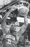  ?? Yi-Chin Lee / Staff photograph­er ?? A likely consequenc­e of any deal the Rockets try to pull off would involve center Clint Capela as trade bait.