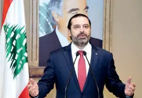  ??  ?? L’addio
Saad Hariri, fino a ieri presidente del Libano, durante la conferenza stampa in cui annuncia le sue dimissioni. «Nessuno», ha detto citando il padre Rafik, «è più grande del proprio Paese»