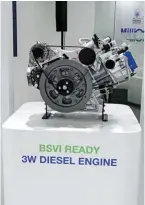  ??  ?? ⇧ The BSVI three-wheeler alternate fuel engine. ⇧ The BSVI three-wheeler diesel engine.