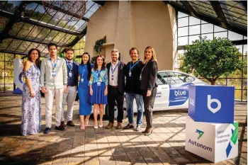  ?? ?? eCabs Technologi­es CEO Matthew Bezzina (second from right) with the Blue leadership in Bucharest, Romania
