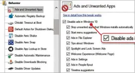  ??  ?? Tick this option to quickly disable annoying ads in Windows