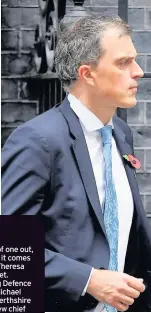  ??  ?? IT’S a case of one out, one in when it comes to Scots in Theresa May’s Cabinet.
Departing Defence Secretary Michael Fallon has Perthshire roots and new chief whip Julian Smith grew up in Stirling.
Smith’s mother is reputed to send him press clippings...