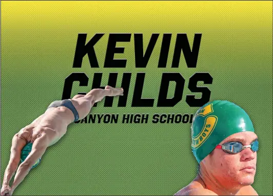  ?? Cory Rubin/The Signal (See additional photos on signalscv.com) ?? Kevin Childs, as seen in this Signal Illustrati­on, placed first in the 100-yard backstroke and the 100-yard butterfly at the Foothill League finals this season.