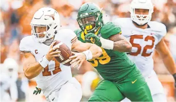  ?? USA TODAY SPORTS ?? Texas quarterbac­k Sam Ehlinger (11) needs more consistenc­y from Longhorn wide receivers.