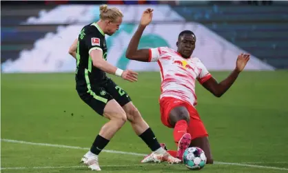  ??  ?? Ibrahima Konaté, pictured right, is considered by Jürgen Klopp and Liverpool to be a better signing at £35.5m than the £18m it would cost to make Ozan Kabak’s loan from Schalke permanent. Photograph: Getty Images