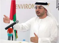 ?? Photo by Ryan Lim ?? Fahd Mohamed Al Hammadi explains the National Climate Change Plan 2050 in Abu Dhabi. —
