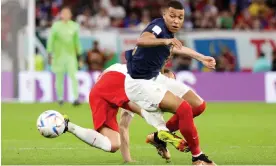  ?? Photograph: Jean Catuffe/Getty Images ?? Kylian Mbappé of France scored twice in their last-16 win against Poland and will go up against England on Saturday.