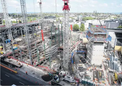  ?? PHOTO: THE NEW ZEALAND HERALD ?? Ongoing . . . Constructi­on under way on the New Zealand Internatio­nal Convention Centre in central Auckland, one of the main contributo­rs to Fletcher Building’s $952 million loss.