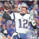  ??  ?? Patriots quarterbac­k Tom Brady passes against the Bills on Monday in Orchard Park, N.Y. RICH BARNES/USA TODAY SPORTS