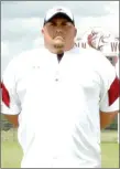  ?? MARK HUMPHREY ENTERPRISE­LEADER ?? Lincoln head football coach Don Harrison has led high school teams to the Arkansas state playoffs in three of his six seasons, twice at Newport and 2015 at Lincoln.