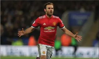  ?? MIKE EGERTON, THE ASSOCIATED PRESS ?? Manchester is having a great season. Some say they will easily win it all. Above, Juan Mata celebrates a goal Saturday.