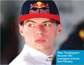  ??  ?? Max Verstappen became the youngest winner last Sunday