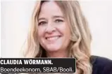  ?? ?? CLAUDIA WÖRMANN. Boendeekon­om, SBAB/Booli.