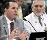  ?? Arkansas Democrat- Gazette/ MITCHELL PE MASILUN ?? Rep. Andy Mayberry, R- Hensley, on Thursday presents to the House Public Health, Welfare and Labor Committee a bill regarding a second- trimester abortion method.