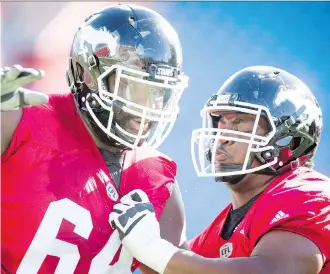  ?? FILES ?? Rookie Ucambre Williams, right, could see his first action as a Calgary Stampeder on Friday night against the B.C. Lions. “Injuries happen, so I understood that and prepared myself each week like I was starting,” he says.