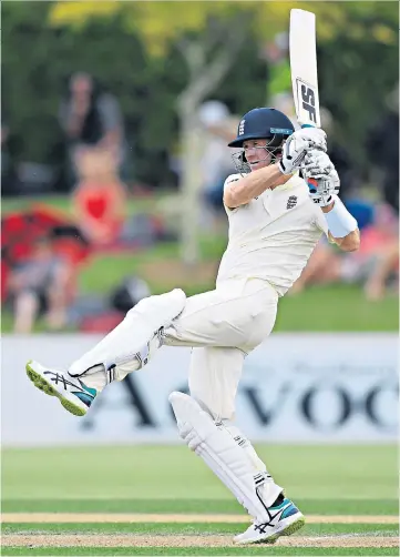  ??  ?? Batting flourish: Joe Denly on his way to 68 in England’s warm-up match yesterday