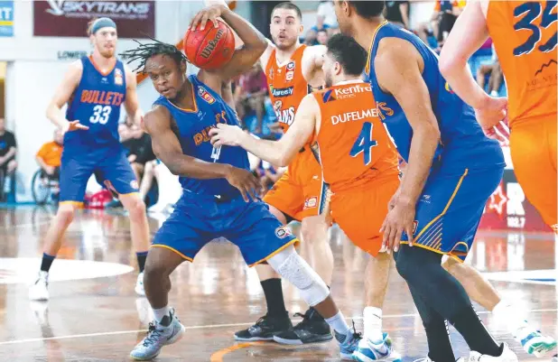  ?? Picture: BRENDAN RADKE ?? BACK HOME: Tamuri Wigness is tipped to achieve great things but did not have an easy return to the Far North in the National Basketball League pre-season match between the Cairns Taipans and the Brisbane Bullets at Early Settler Stadium, Manunda.