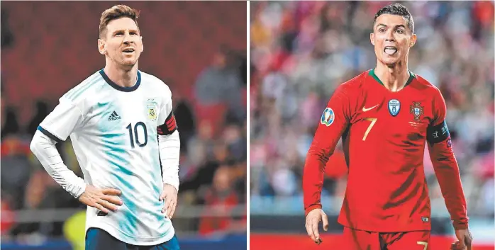  ?? AFP ?? Lionel Messi con Argentina y Cristiano Ronaldo con Portugal, en la última Fecha FIFA.