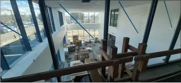  ?? SHAWN WEBBER — CONTRIBUTE­D ?? This view from the second-floor waiting room looks down into the first floor entry of Oroville Hospital’s new five-story tower, which is under constructi­on, on Tuesday, during a tour of the facility for members of the Oroville City Council in Oroville.