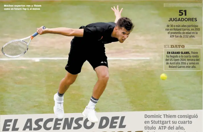  ?? FOTOS: EFE ?? Muchos expertos ven a Thiem como un futuro Top 3, al menos